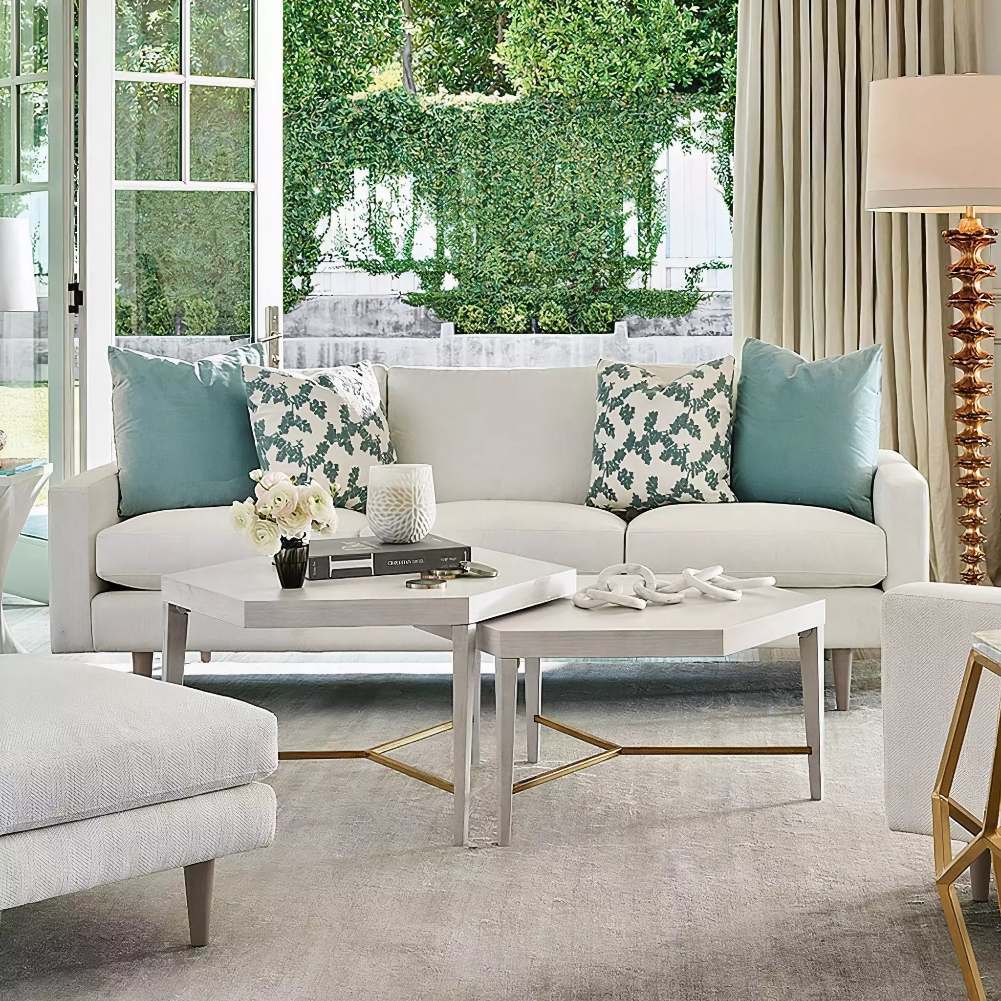 Brentwood White Lacquer Sofa Set