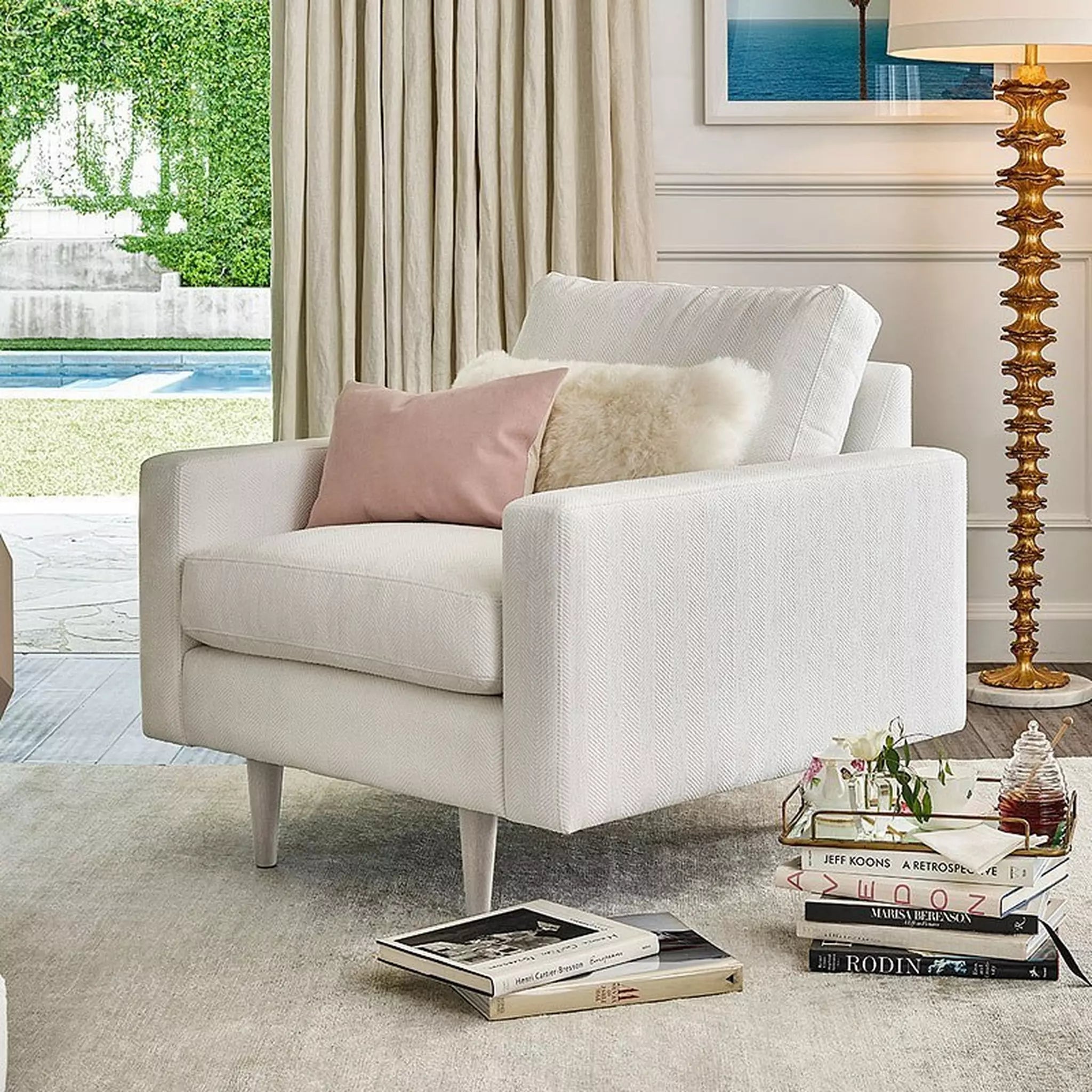 Brentwood White Lacquer Sofa Set